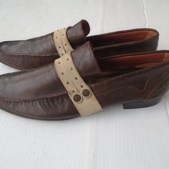 Just Cavalli Men\'s Leather Pointed Toes Slip-On Loafers Size 9 (42) Brown main image 4
